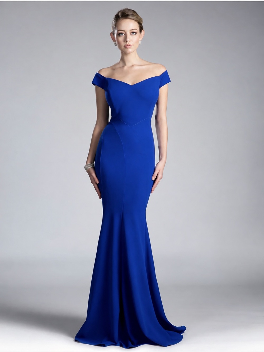Cinderella Divine Royal Blue Off Shoulder Mermaid Formal Evening Prom Maxi Gown